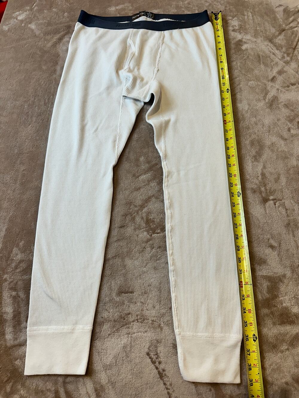 Fruit of the Loom Waffle Thermal Long Johns Pants White Large Men